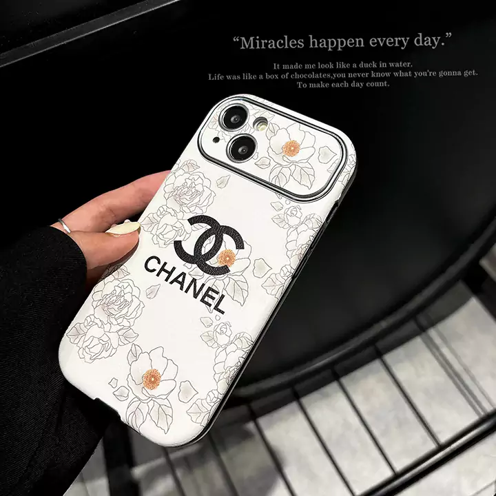 chanel large window leather laminated iphone case with rose