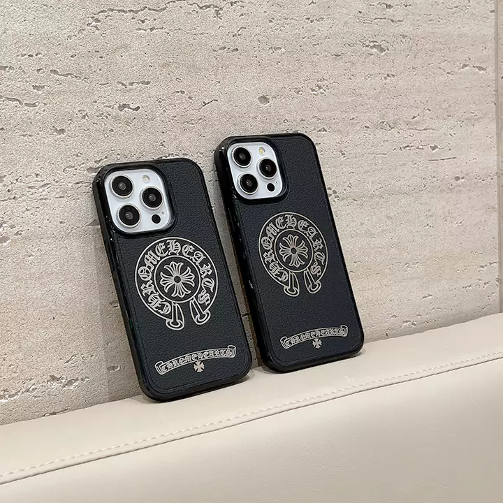  leather texture chrome hearts iphone 16/16pro case