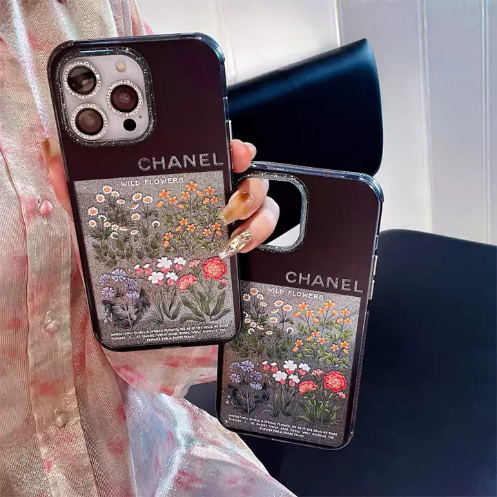 chanel four - corner shockproof glitter floral iphone case