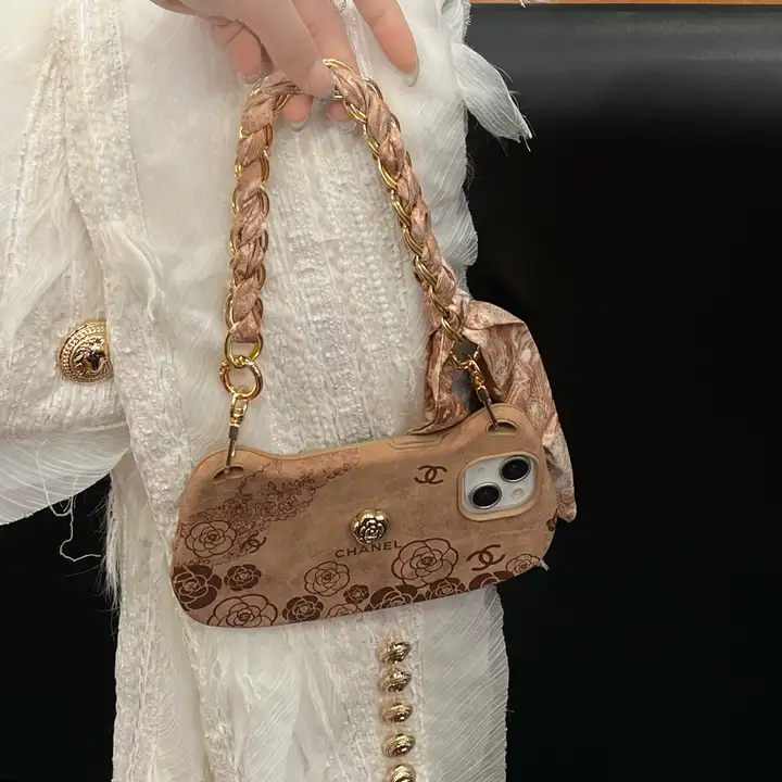  chanel brown print handbag iphone 14/14pro case