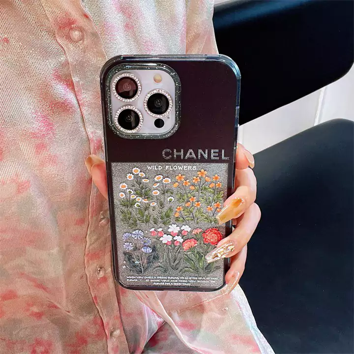 chanel four - corner shockproof glitter floral iphone case