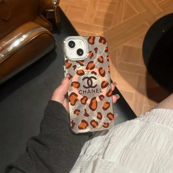  sparkling rhinestone magnetic leopard print chanel iphone 14/14pro case