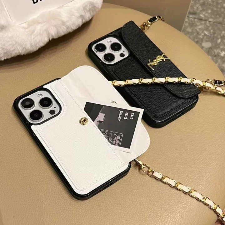 ysl cross - grained cardholder - style cross - body leather strap iphone case