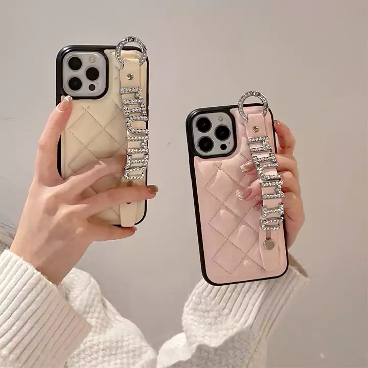 miumiu wristlet strap crystal letter iphone 16/16pro/pro max case