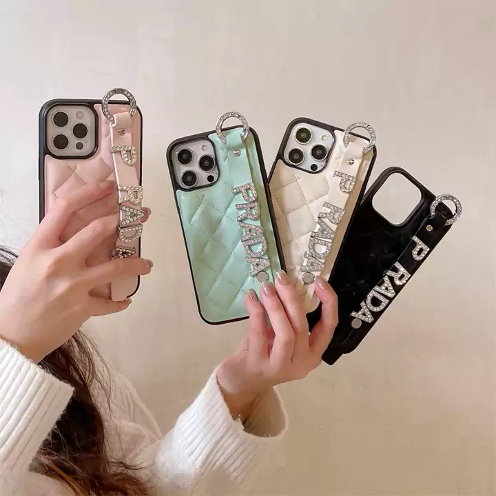 prada wrist strap rhinestone - embellished letter iphone case