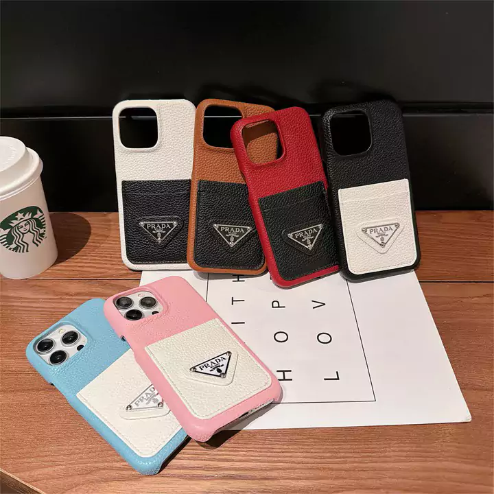 prada lychee - grain color - block card holder iphone case