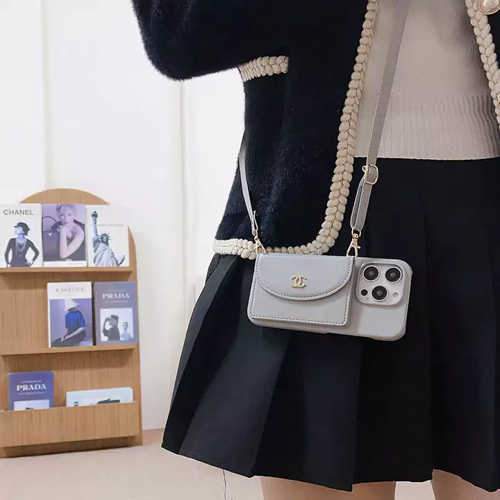 chanel crossbody cardholder metal logo iphone 16/16pro/pro max case