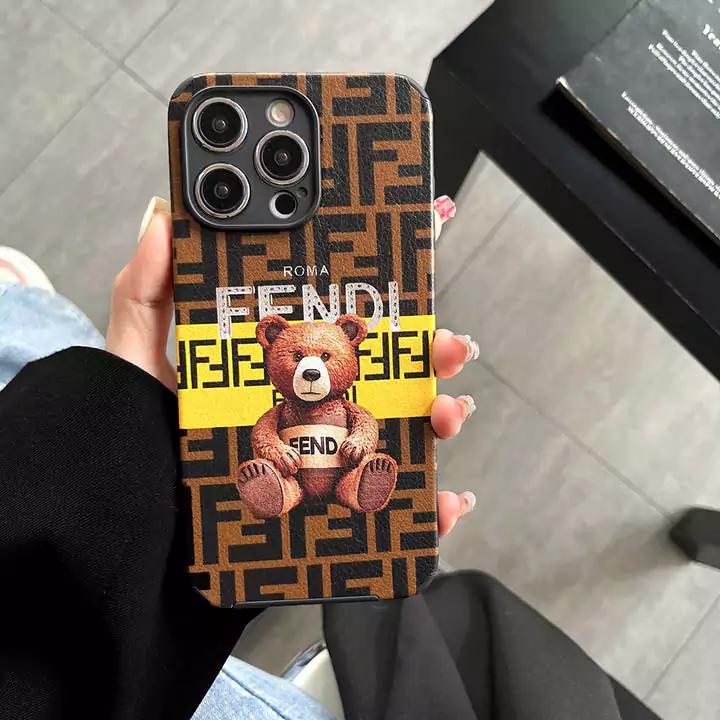 fendi pebbled leather bear charm iphone 16/16pro/pro max case