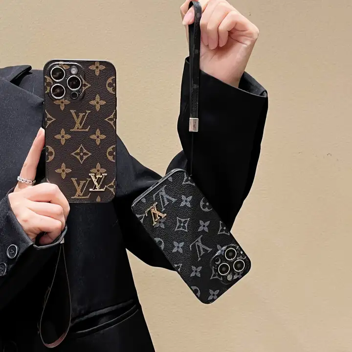 louis vuitton leather metal logo monogram iphone 16/16pro/pro max case