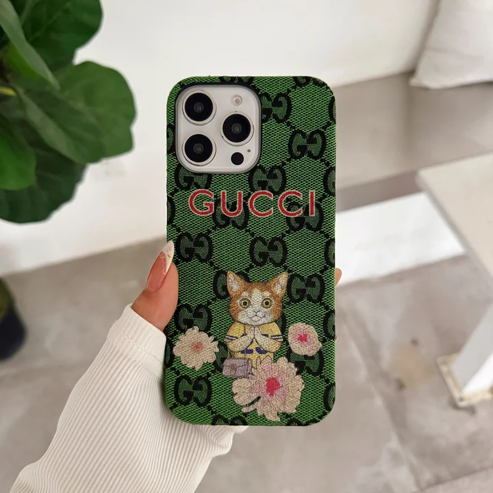 gucci green fabric cherry kitten iphone 16/16pro/pro max case