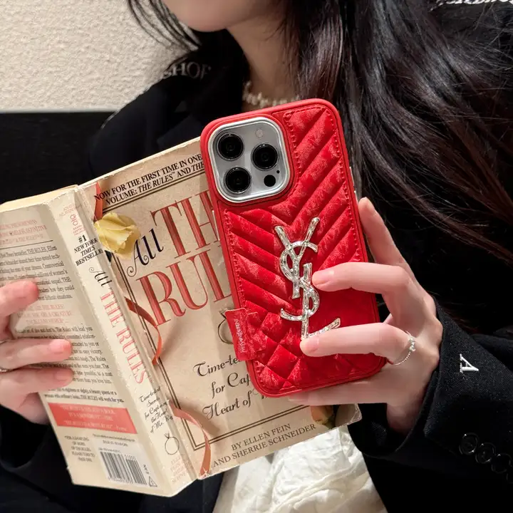 ysl multi-color crystal snow velvet iphone 16/16pro/pro max case