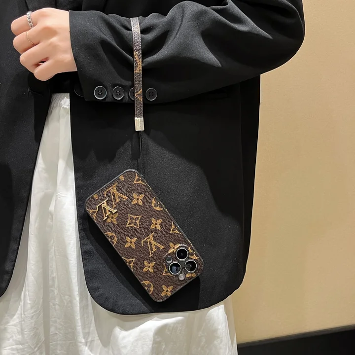 louis vuitton leather metal logo monogram iphone 16/16pro/pro max case