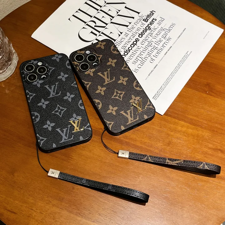 louis vuitton leather metal logo monogram iphone 16/16pro/pro max case