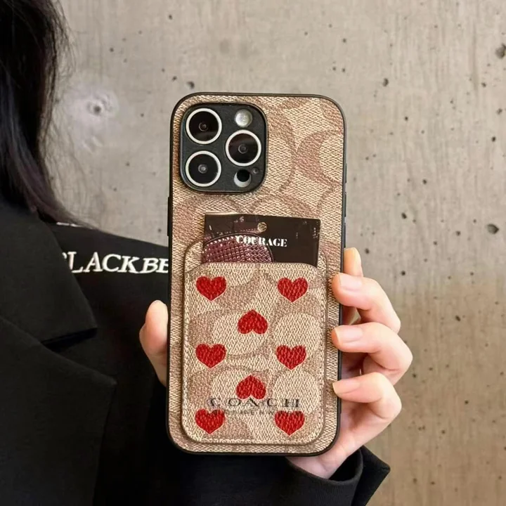 coach unicorn hearts cardholder iphone 16/16pro/pro max case