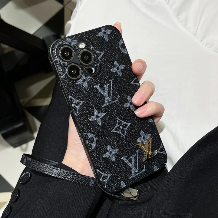 louis vuitton leather metal logo monogram iphone 16/16pro/pro max case