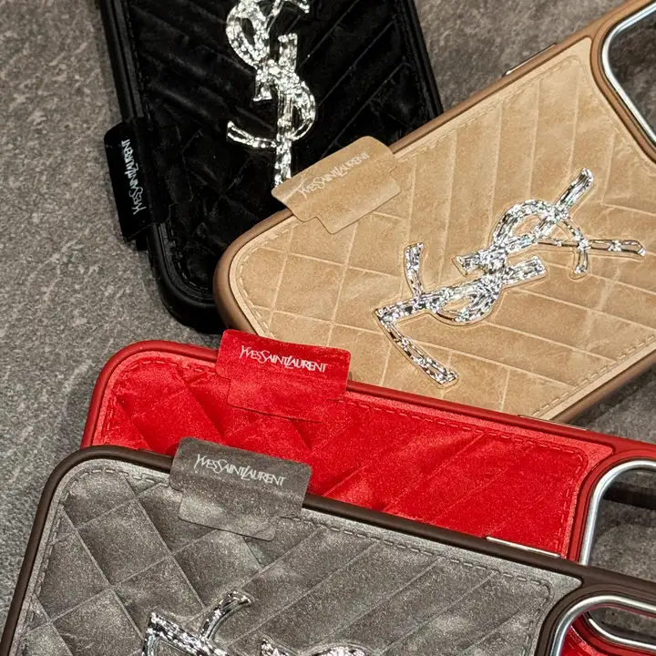 ysl multi-color crystal snow velvet iphone 16/16pro/pro max case