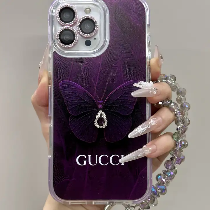 gucci teardrop crystal purple butterfly iphone 16/16pro/pro max case