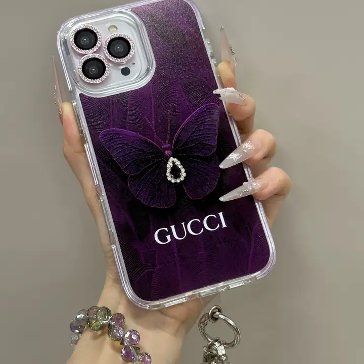 gucci teardrop crystal purple butterfly iphone 16/16pro/pro max case