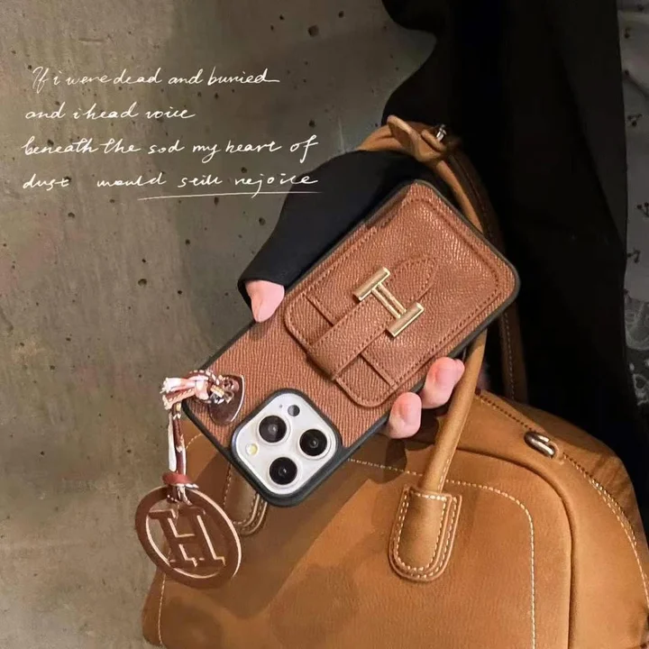 Hermes solid color phone case，Hermes leather phone case