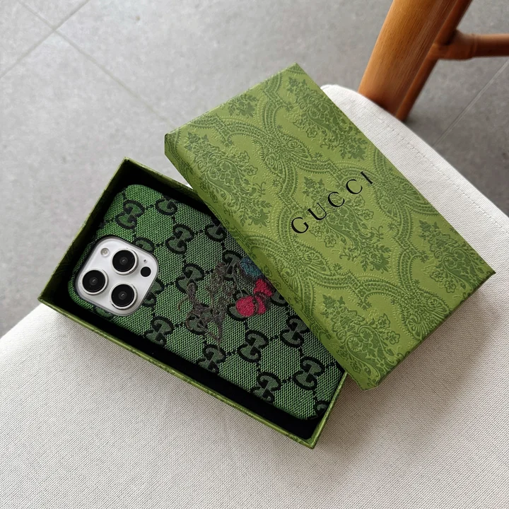 gucci green fabric cherry kitten iphone 16/16pro/pro max case