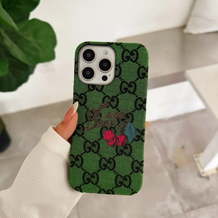 gucci green fabric cherry kitten iphone 16/16pro/pro max case